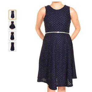 Elar Soft Sparkle Crystal Belted Cocktail Dress black Mew